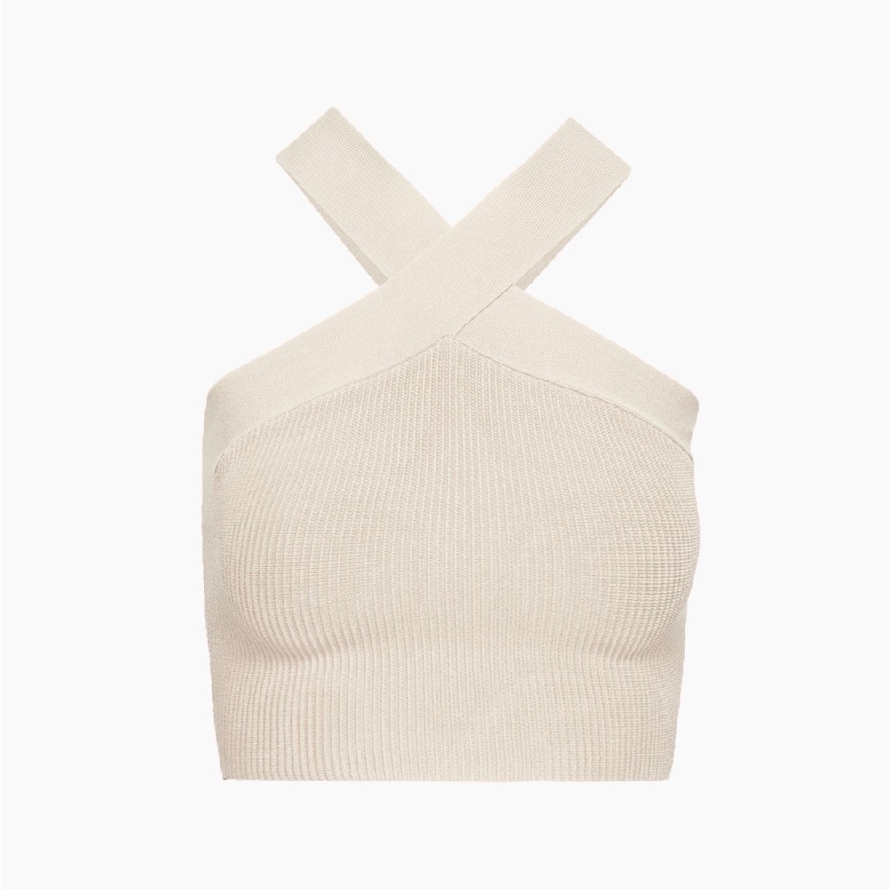 Euc Babaton sculpt knit criss cross cropped tank